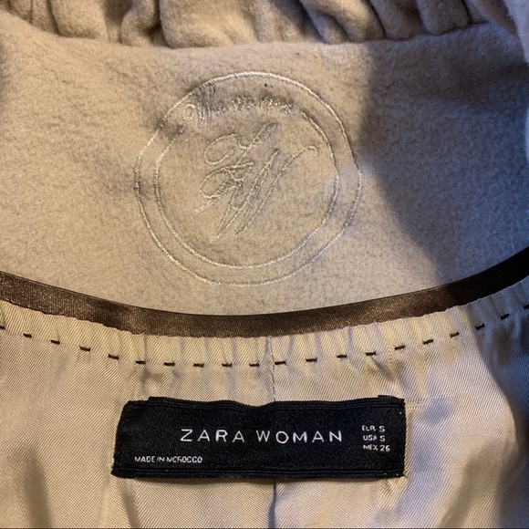 Small Zara Woman cream wool blend tie waist peacoat - Picture 11 of 14